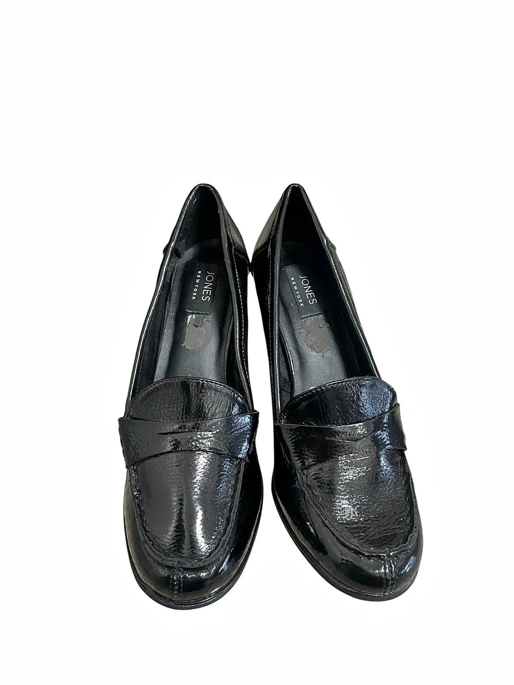 Jones New York Cypress Black Patent-Style Heels Loafer Heels 8.5M
